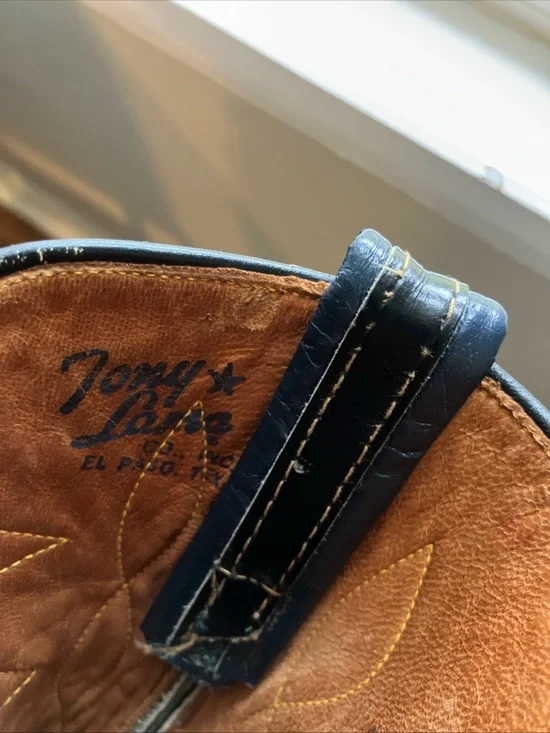 Vintage Tony Lama Black Cowboy Boots Western Cowgirl All Leather Womens 6.5 - Picture 6 of 6